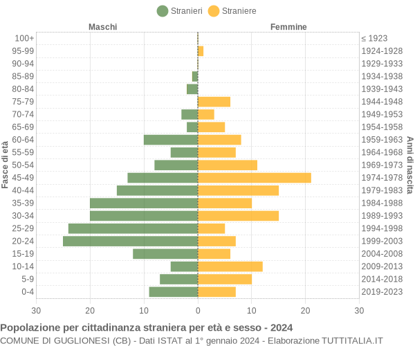 Grafico cittadini stranieri - Guglionesi 2024