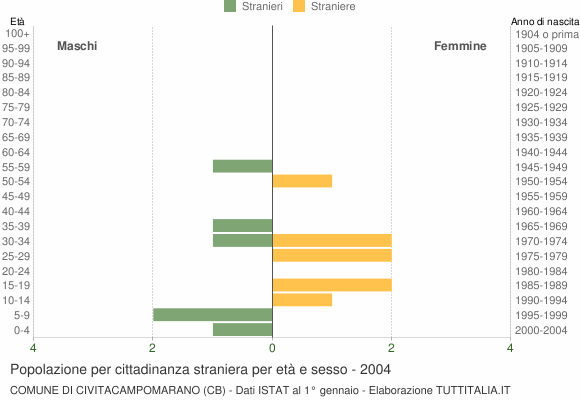 Grafico cittadini stranieri - Civitacampomarano 2004