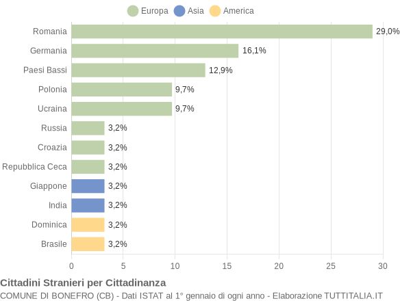 Grafico cittadinanza stranieri - Bonefro 2009