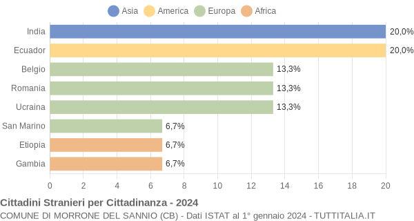 Grafico cittadinanza stranieri - Morrone del Sannio 2024