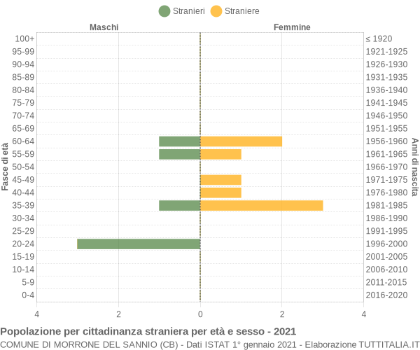 Grafico cittadini stranieri - Morrone del Sannio 2021