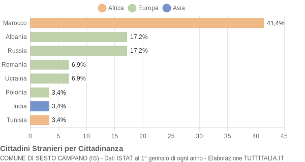 Grafico cittadinanza stranieri - Sesto Campano 2006