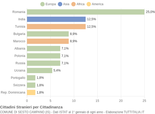 Grafico cittadinanza stranieri - Sesto Campano 2010