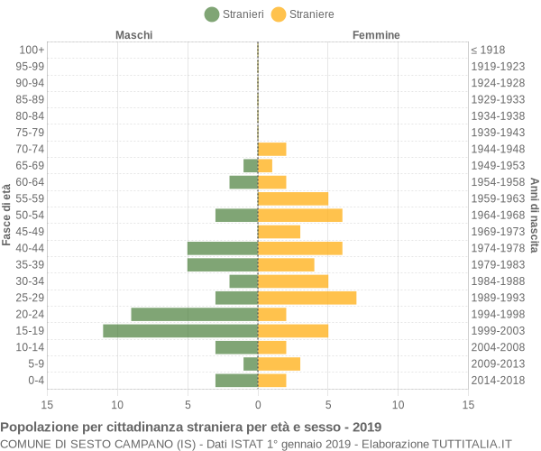 Grafico cittadini stranieri - Sesto Campano 2019