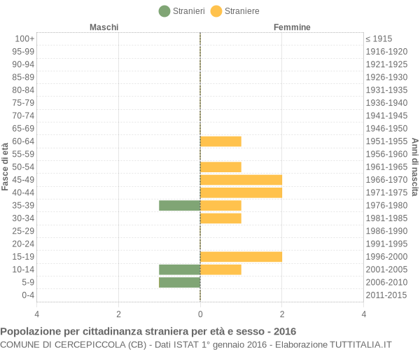 Grafico cittadini stranieri - Cercepiccola 2016