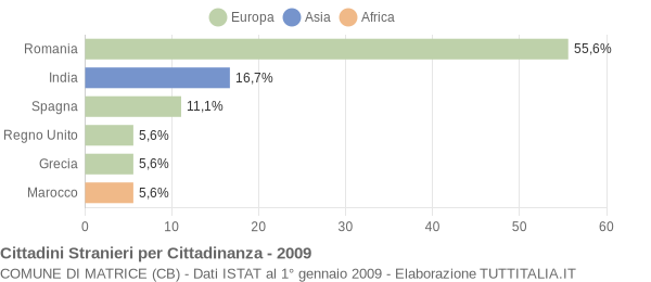 Grafico cittadinanza stranieri - Matrice 2009