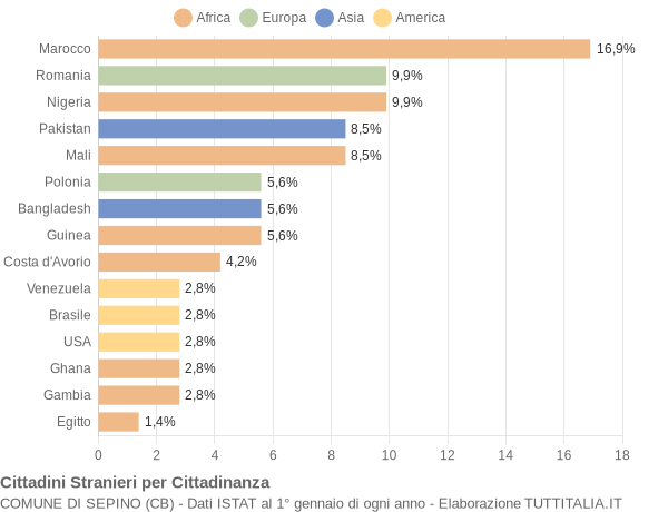 Grafico cittadinanza stranieri - Sepino 2022