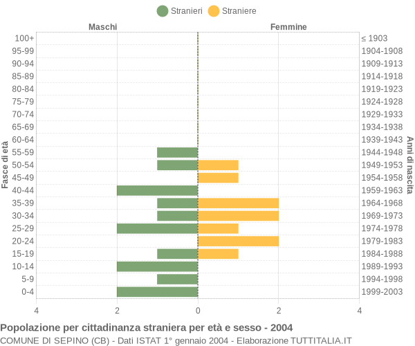 Grafico cittadini stranieri - Sepino 2004