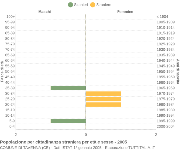 Grafico cittadini stranieri - Tavenna 2005