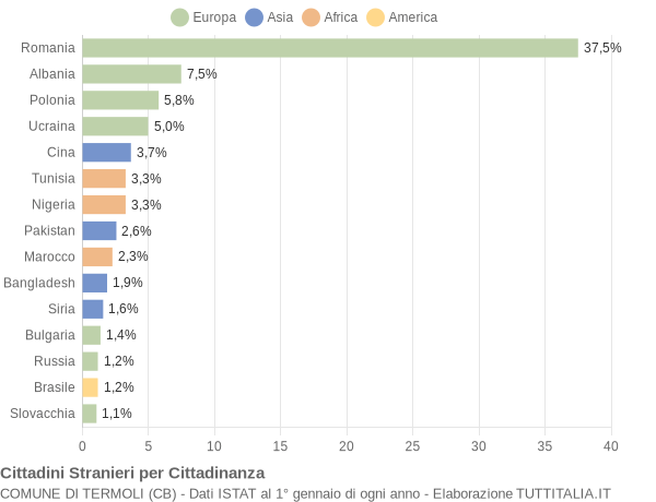 Grafico cittadinanza stranieri - Termoli 2020