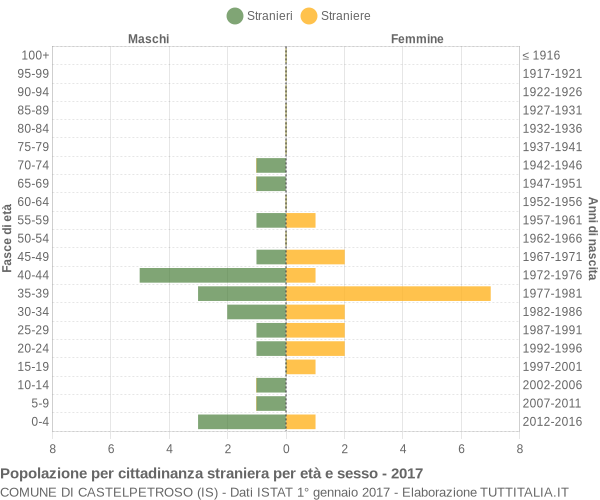 Grafico cittadini stranieri - Castelpetroso 2017