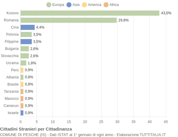 Grafico cittadinanza stranieri - Pesche 2016