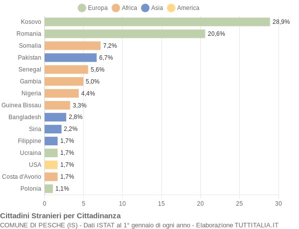 Grafico cittadinanza stranieri - Pesche 2018