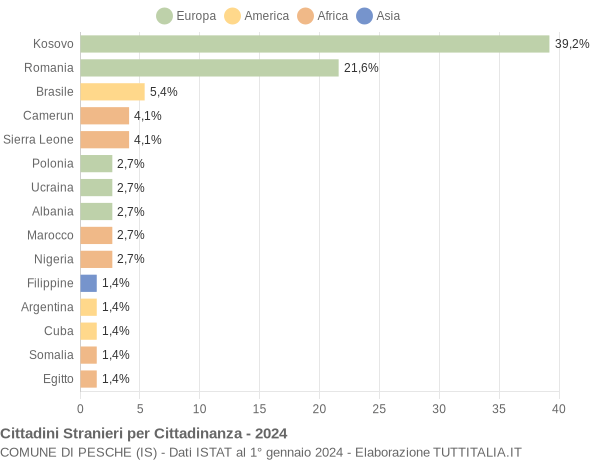 Grafico cittadinanza stranieri - Pesche 2024