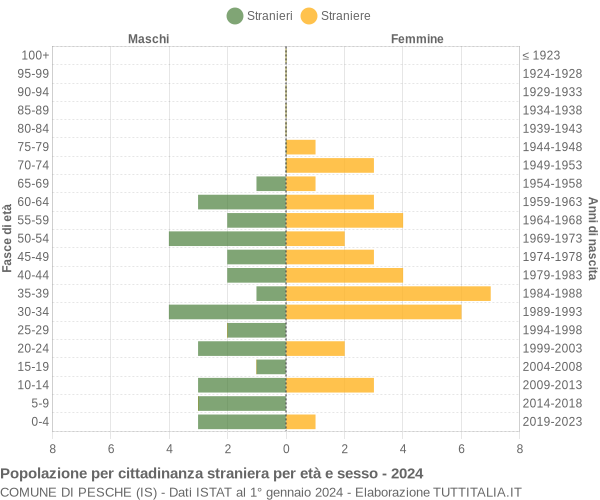 Grafico cittadini stranieri - Pesche 2024