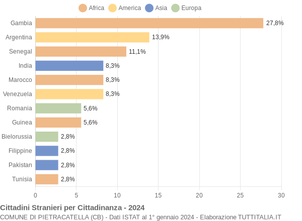 Grafico cittadinanza stranieri - Pietracatella 2024