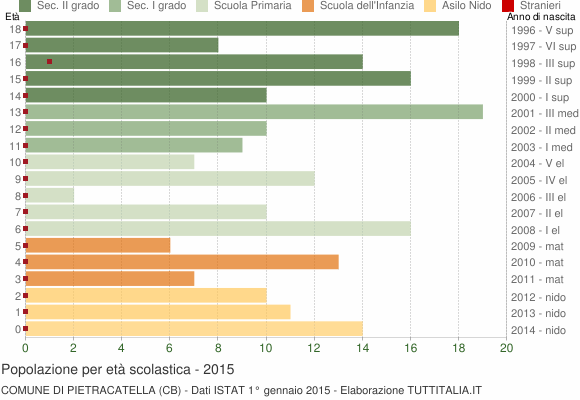 Grafico Popolazione in età scolastica - Pietracatella 2015