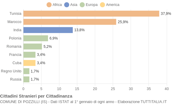 Grafico cittadinanza stranieri - Pozzilli 2007