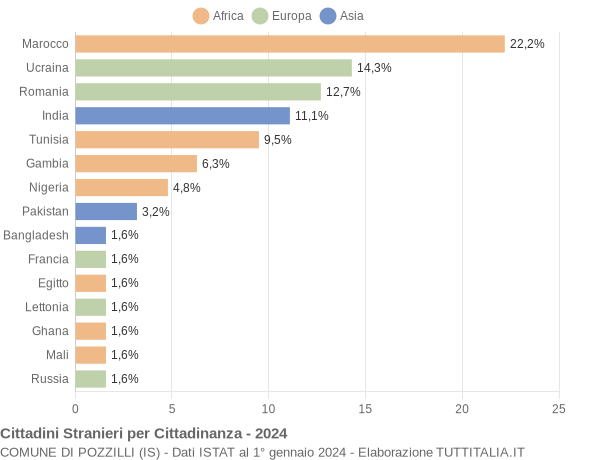 Grafico cittadinanza stranieri - Pozzilli 2024