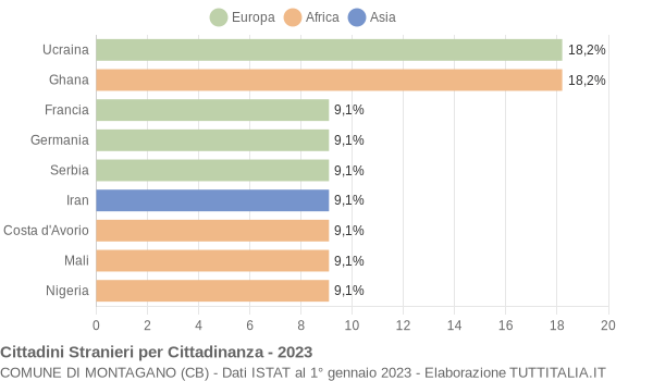 Grafico cittadinanza stranieri - Montagano 2023