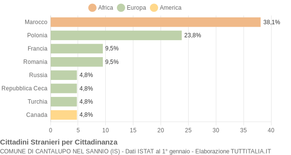 Grafico cittadinanza stranieri - Cantalupo nel Sannio 2010