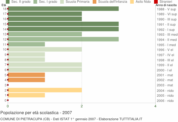 Grafico Popolazione in età scolastica - Pietracupa 2007