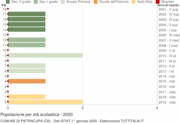 Grafico Popolazione in età scolastica - Pietracupa 2020