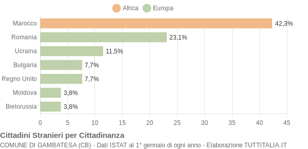 Grafico cittadinanza stranieri - Gambatesa 2009