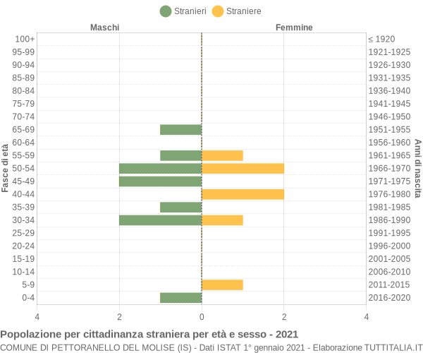 Grafico cittadini stranieri - Pettoranello del Molise 2021