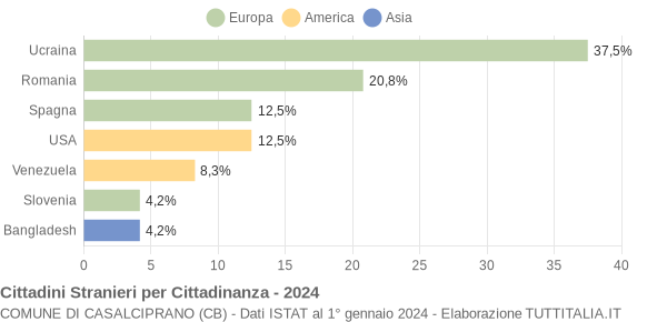 Grafico cittadinanza stranieri - Casalciprano 2024