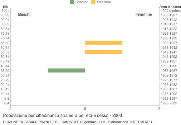 Grafico cittadini stranieri - Casalciprano 2003