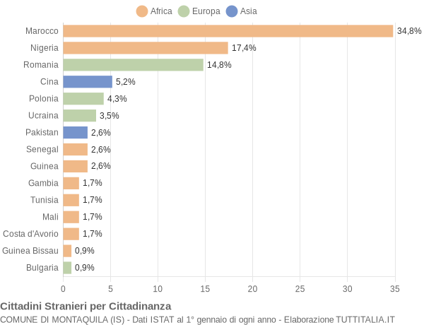 Grafico cittadinanza stranieri - Montaquila 2019