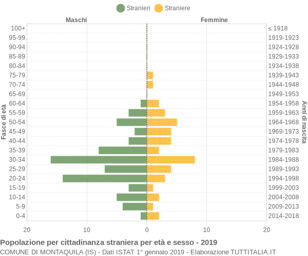 Grafico cittadini stranieri - Montaquila 2019