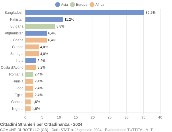 Grafico cittadinanza stranieri - Rotello 2024