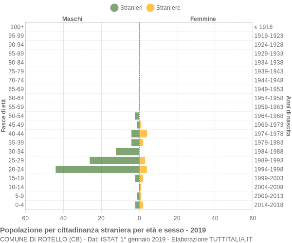 Grafico cittadini stranieri - Rotello 2019