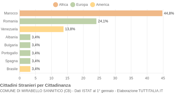 Grafico cittadinanza stranieri - Mirabello Sannitico 2007