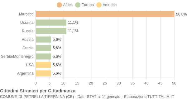 Grafico cittadinanza stranieri - Petrella Tifernina 2005