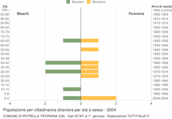 Grafico cittadini stranieri - Petrella Tifernina 2004
