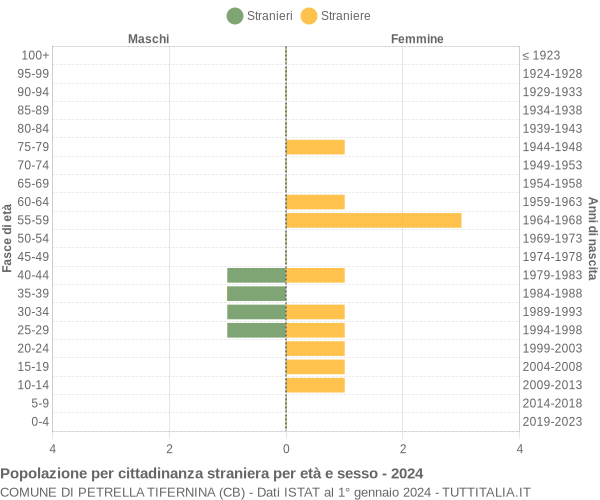 Grafico cittadini stranieri - Petrella Tifernina 2024