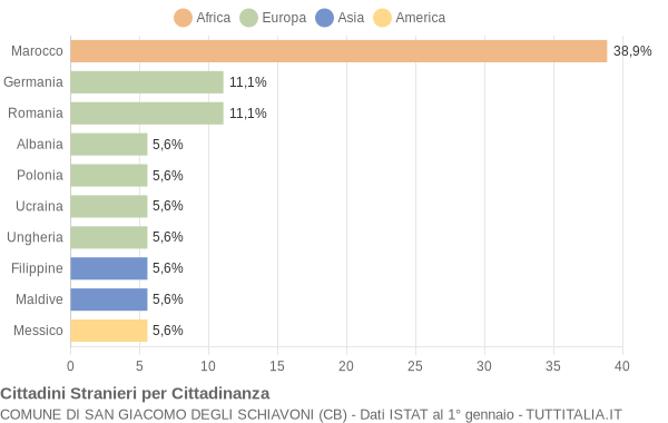 Grafico cittadinanza stranieri - San Giacomo degli Schiavoni 2005