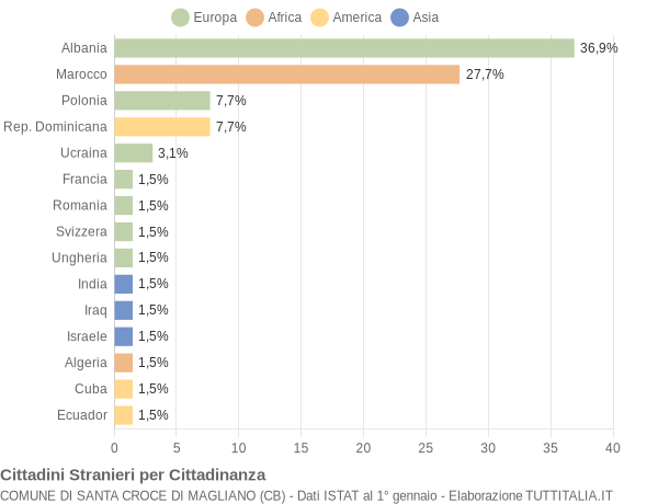 Grafico cittadinanza stranieri - Santa Croce di Magliano 2004