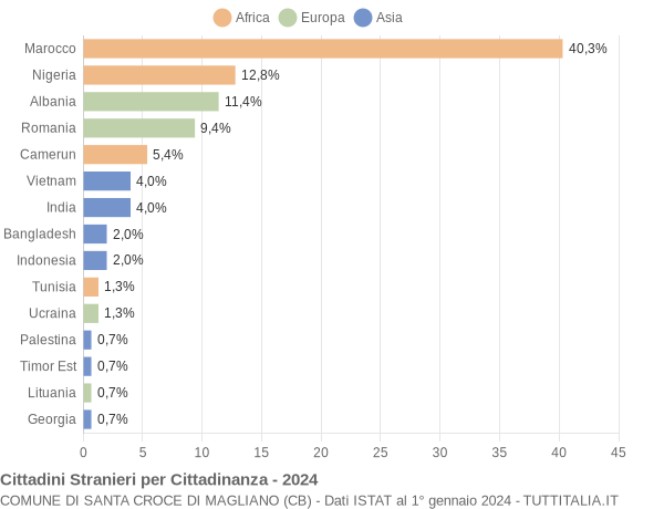 Grafico cittadinanza stranieri - Santa Croce di Magliano 2024