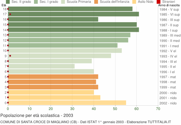 Grafico Popolazione in età scolastica - Santa Croce di Magliano 2003