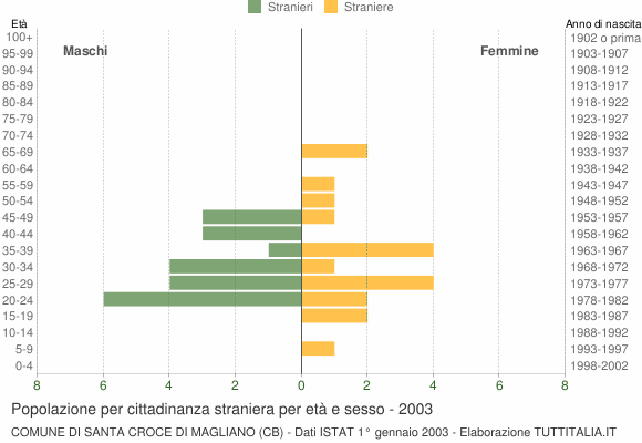 Grafico cittadini stranieri - Santa Croce di Magliano 2003