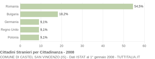 Grafico cittadinanza stranieri - Castel San Vincenzo 2008