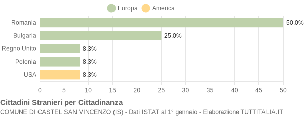 Grafico cittadinanza stranieri - Castel San Vincenzo 2009