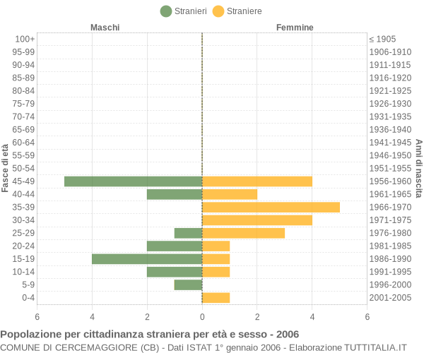 Grafico cittadini stranieri - Cercemaggiore 2006