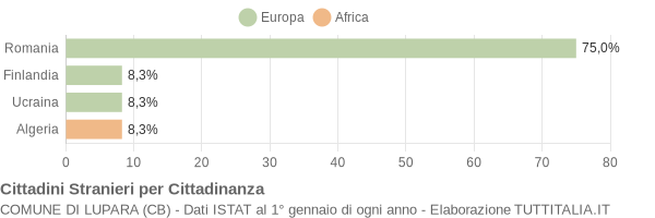 Grafico cittadinanza stranieri - Lupara 2009