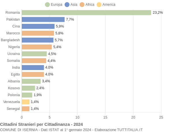 Grafico cittadinanza stranieri - Isernia 2024