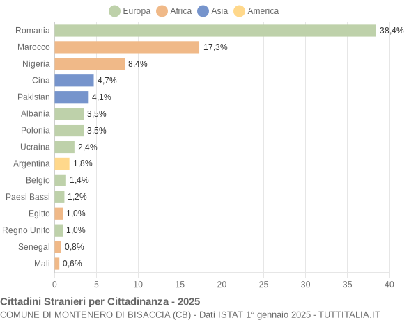 Grafico cittadinanza stranieri - Montenero di Bisaccia 2025
